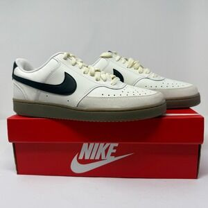 Nike Court Vision Low Top Sneakers Mens Size 9 Sail Black & Gum FQ8075-131 Shoes